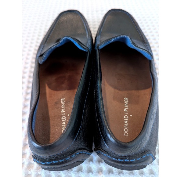 Donald J Pliner Vinco3 Pebbled Leather Penny Loafer Driver 9.5 Blue Stitching main image 10